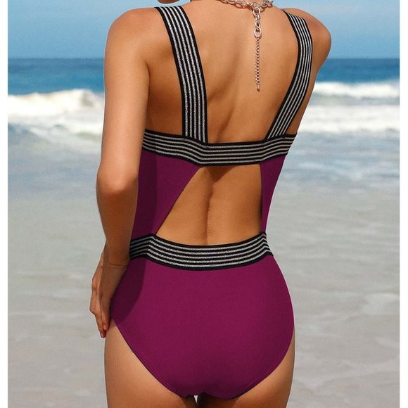 NWT Charmo | Red & Black Stripe Cut-Out One-Piece - Medium - Picture 3 of 6